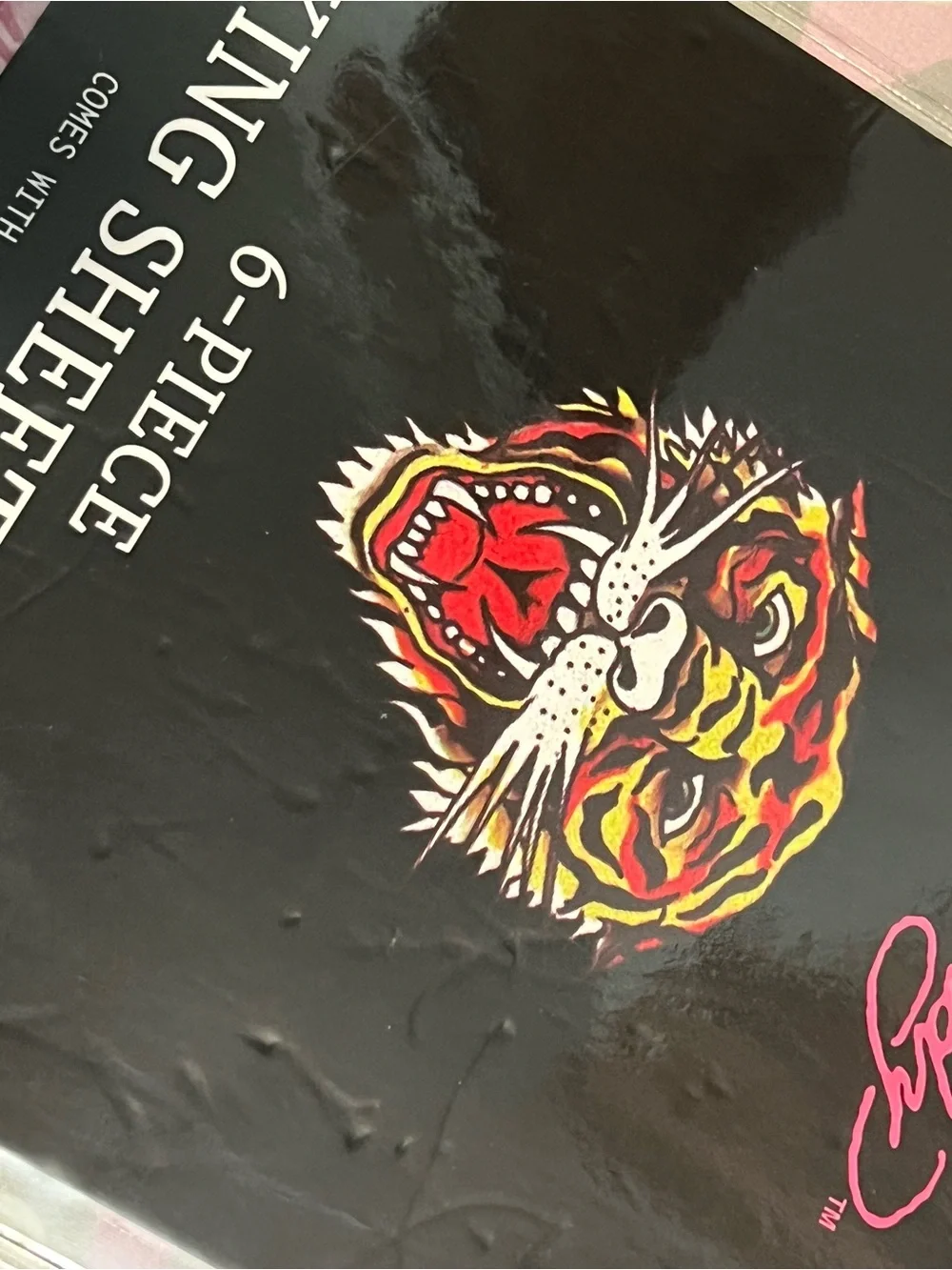 Ed Hardy Pink Camo King Sheet Set with Signature Graphics
